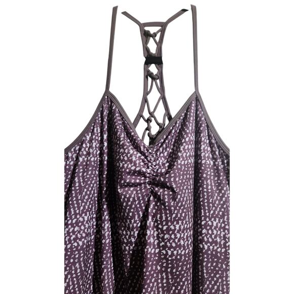 PrAna Elixer Volcanic Plum Sumatra Sporty Tank Dress Built In Bra Large Hiking - Picture 11 of 11